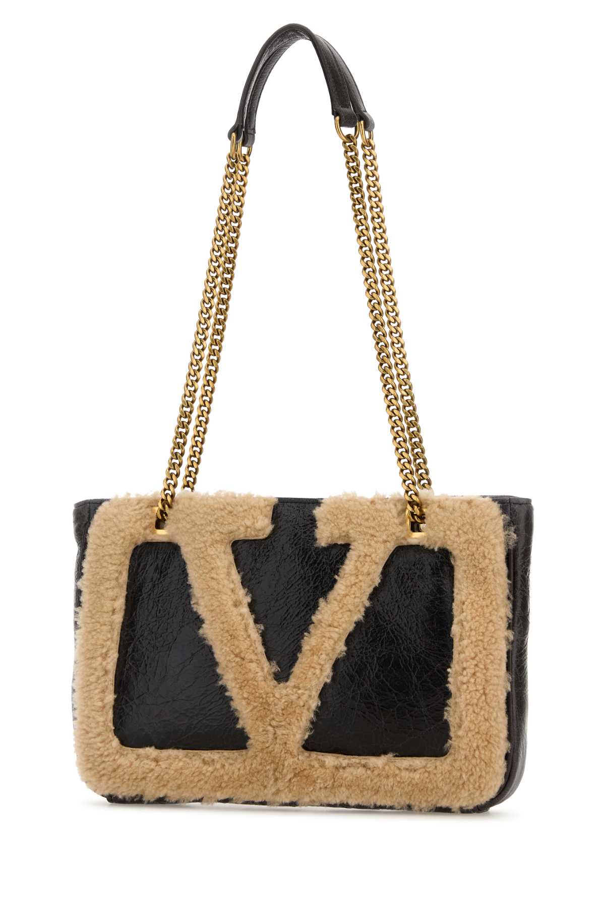 VALENTINO GARAVANI SMALL TOTE | VIVA SUPERST For Women Exterior: 100% Leather 100% Shearling Finishing: Antiqued golden metal