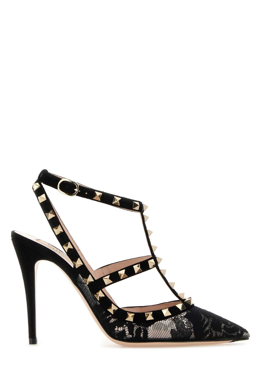 VALENTINO GARAVANI ANKLE STRAP | ROCKSTUD | For Women Exterior: 100% Fabric 100% Suede Interior: 100% Leather 100% Fabric Sole: Leather