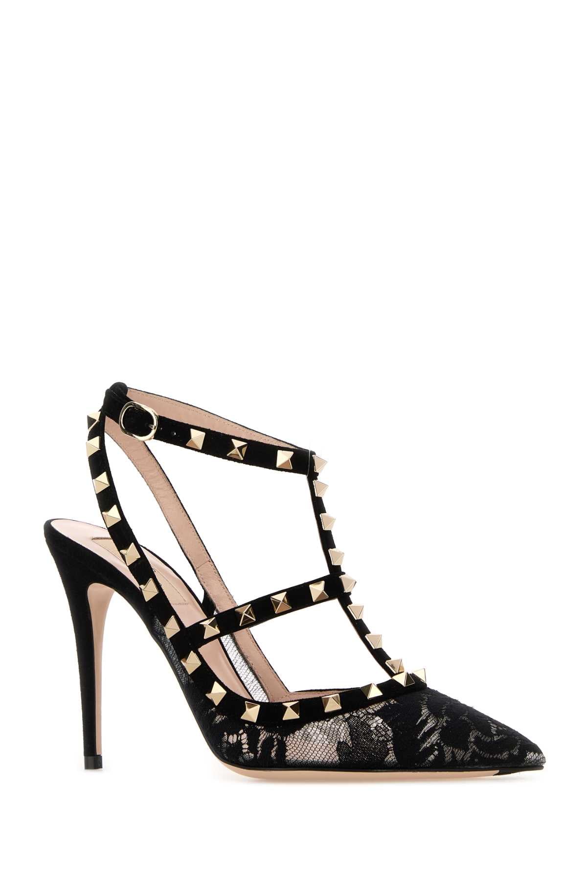 VALENTINO GARAVANI ANKLE STRAP | ROCKSTUD | For Women Exterior: 100% Fabric 100% Suede Interior: 100% Leather 100% Fabric Sole: Leather