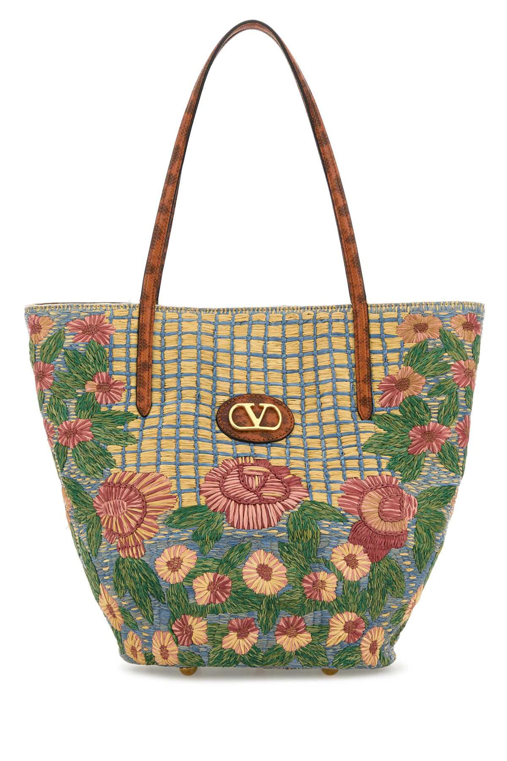 VALENTINO GARAVANI BUCKET BAG | PANIER DE FL For Women Exterior: 100% Raffia Lining: 100% Fabric Finishing: Golden metal
