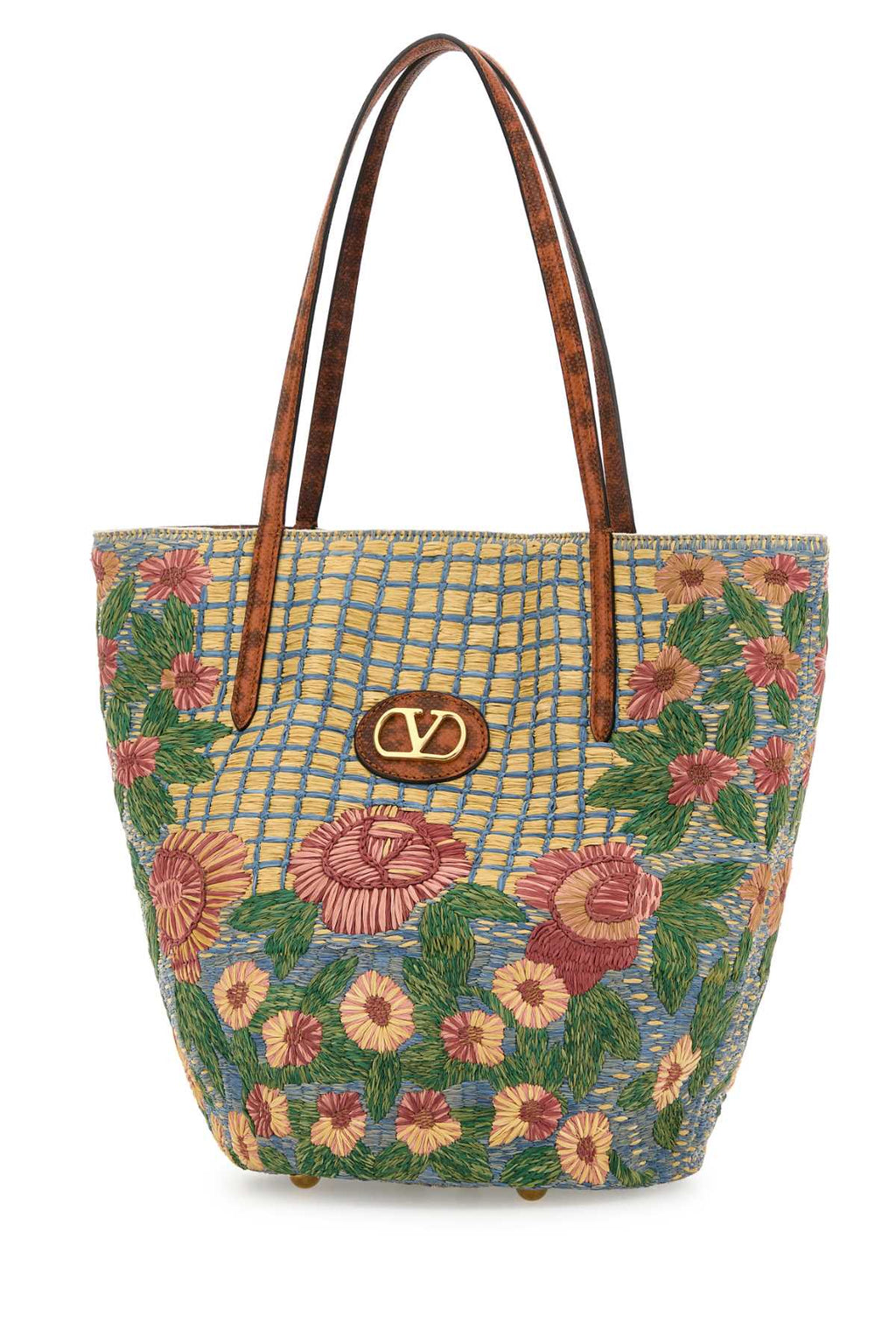 VALENTINO GARAVANI BUCKET BAG | PANIER DE FL For Women Exterior: 100% Raffia Lining: 100% Fabric Finishing: Golden metal