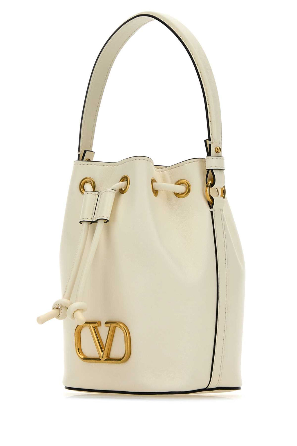 VALENTINO GARAVANI MINI DRAWSTRING | VLOGO S For Women Exterior: 100% Nappa leather Lining: 100% Nappa leather Finishing: Antiqued golden metal