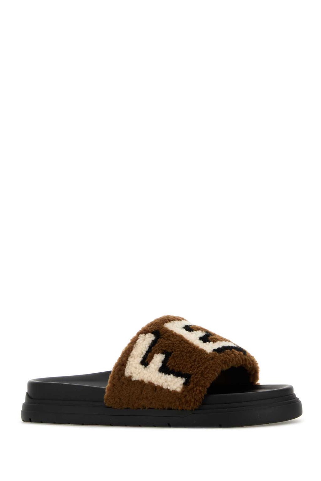 FENDI CIABATTA FUR CON LOGO FENDI For Men Exterior: 100% Shearling Interior: 100% Leather Sole: Rubber