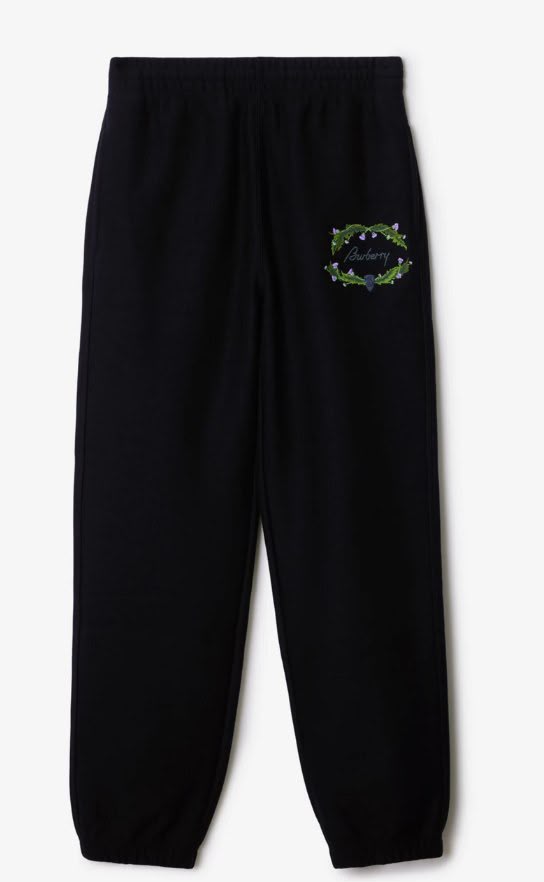 Floral Embroidered Cotton Sweatpants