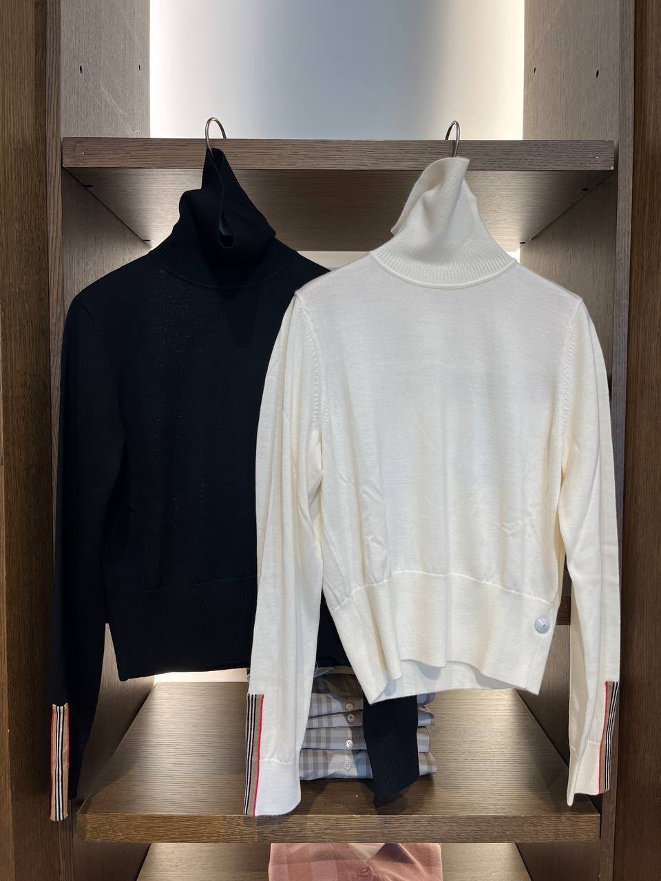 Icon Stripe Detail Merino Wool Turtleneck Sweater