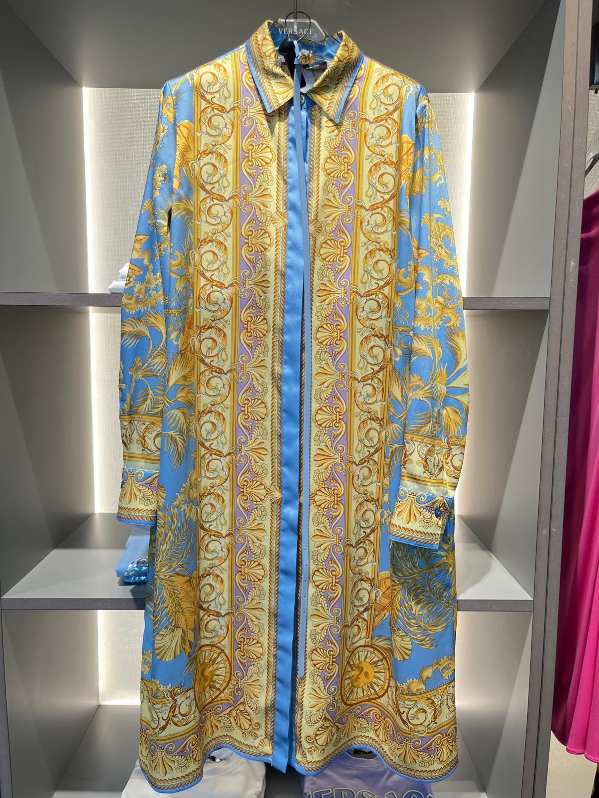 Barocco Print Silk Shirt Dress