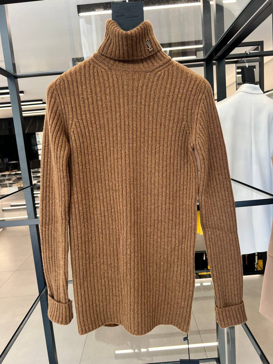 Ribbed Turtleneck Sweater with Cassandre Logo
