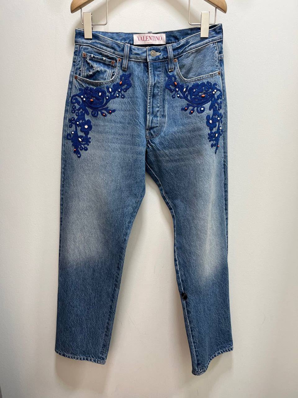 Embroidered and Embellished Straight-Leg Jeans