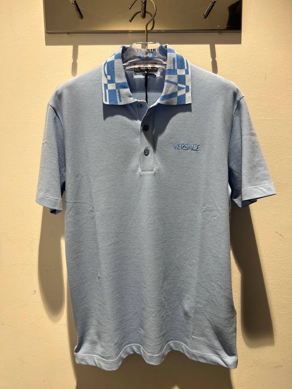 Logo-Embroidered Geometric Collar Polo Shirt