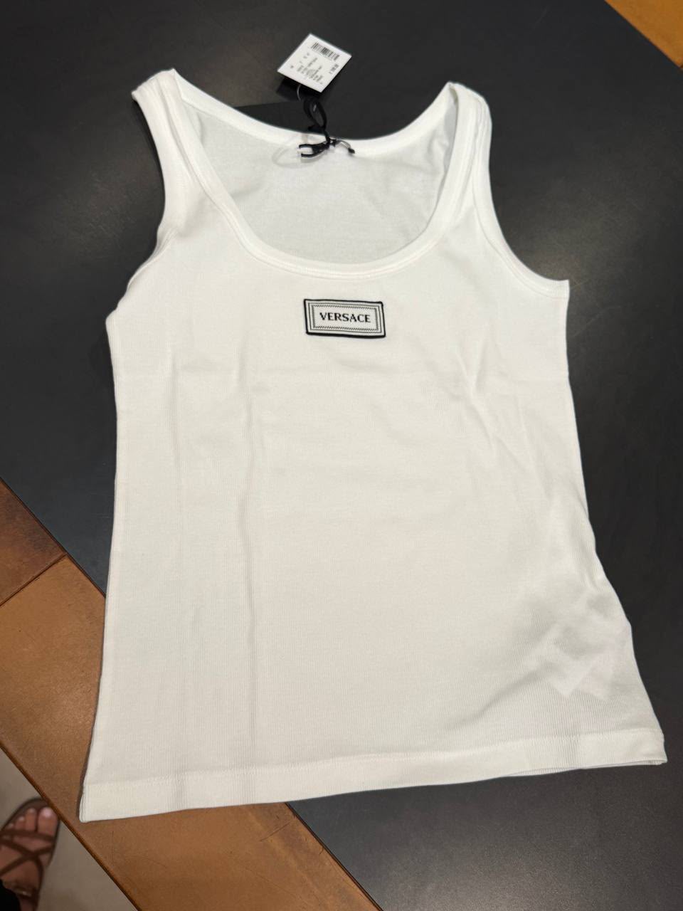 Ribbed Tank Top with Logo Patch
