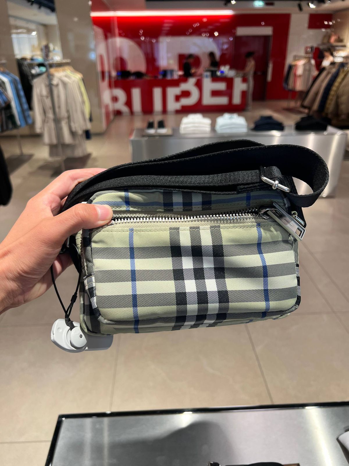 Check Nylon Crossbody Bag