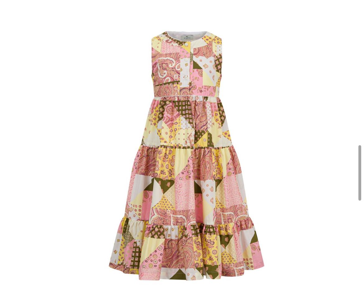 Patchwork Paisley Print Cotton Dress