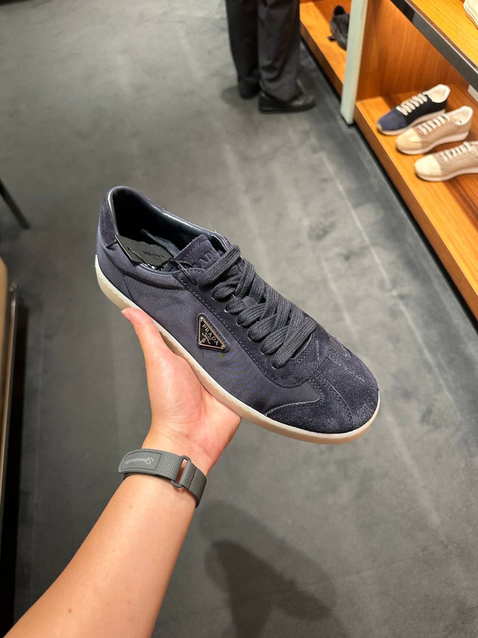Prada Downtown Suede and Re-Nylon Sneakers