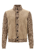 Suede panel cardigan