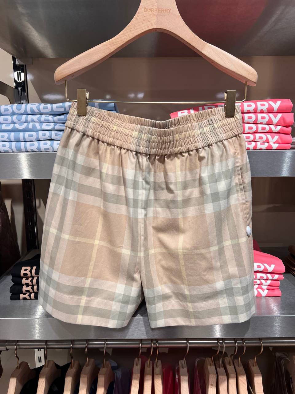 Check Cotton Drawstring Shorts