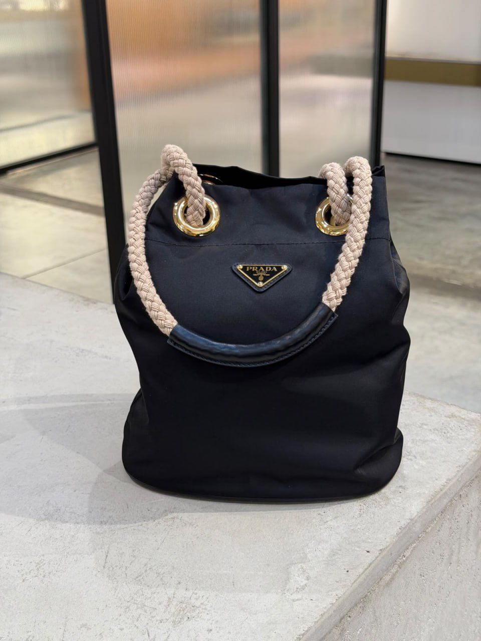 Re-Nylon and Rope Bucket Bag