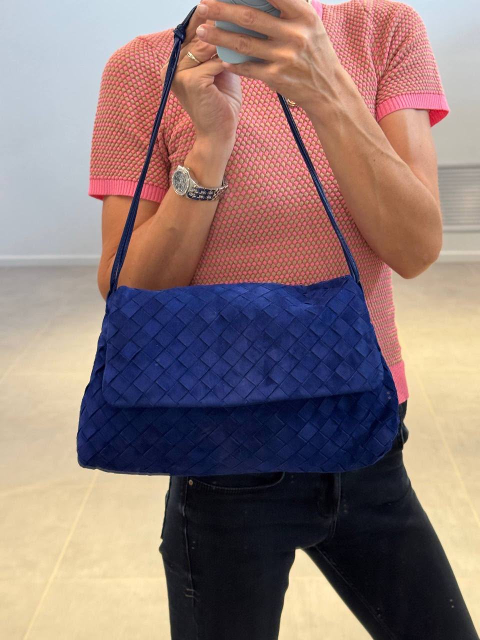 Intrecciato Suede Shoulder Bag