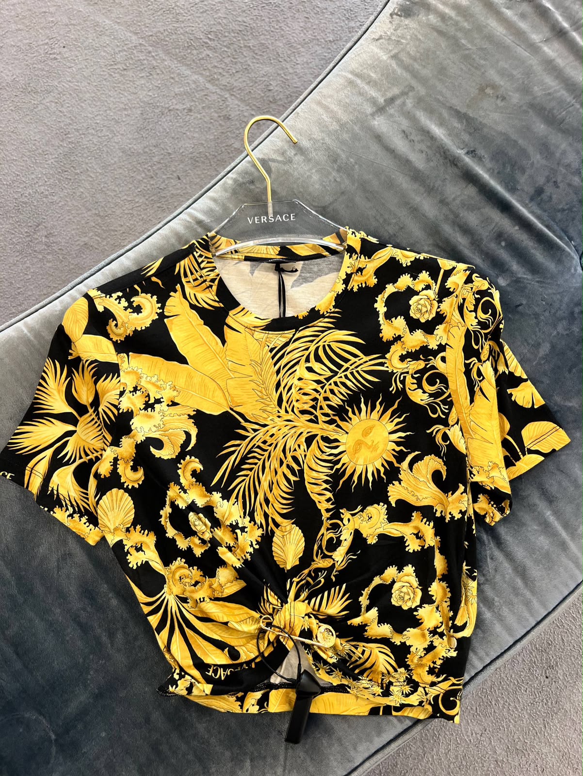 Tropical Print Knot-Front T-Shirt