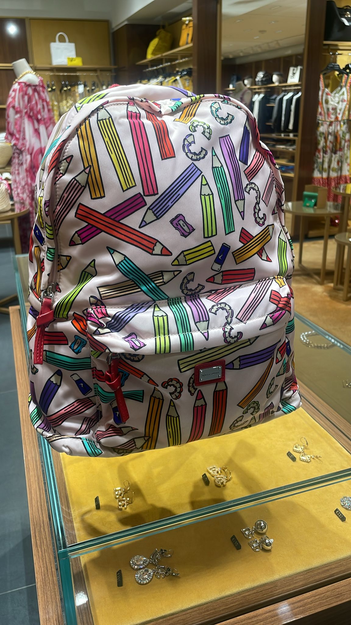 Pencil Print Nylon Backpack