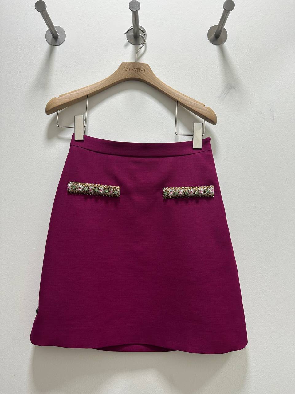 Embellished Wool-Blend Mini Skirt