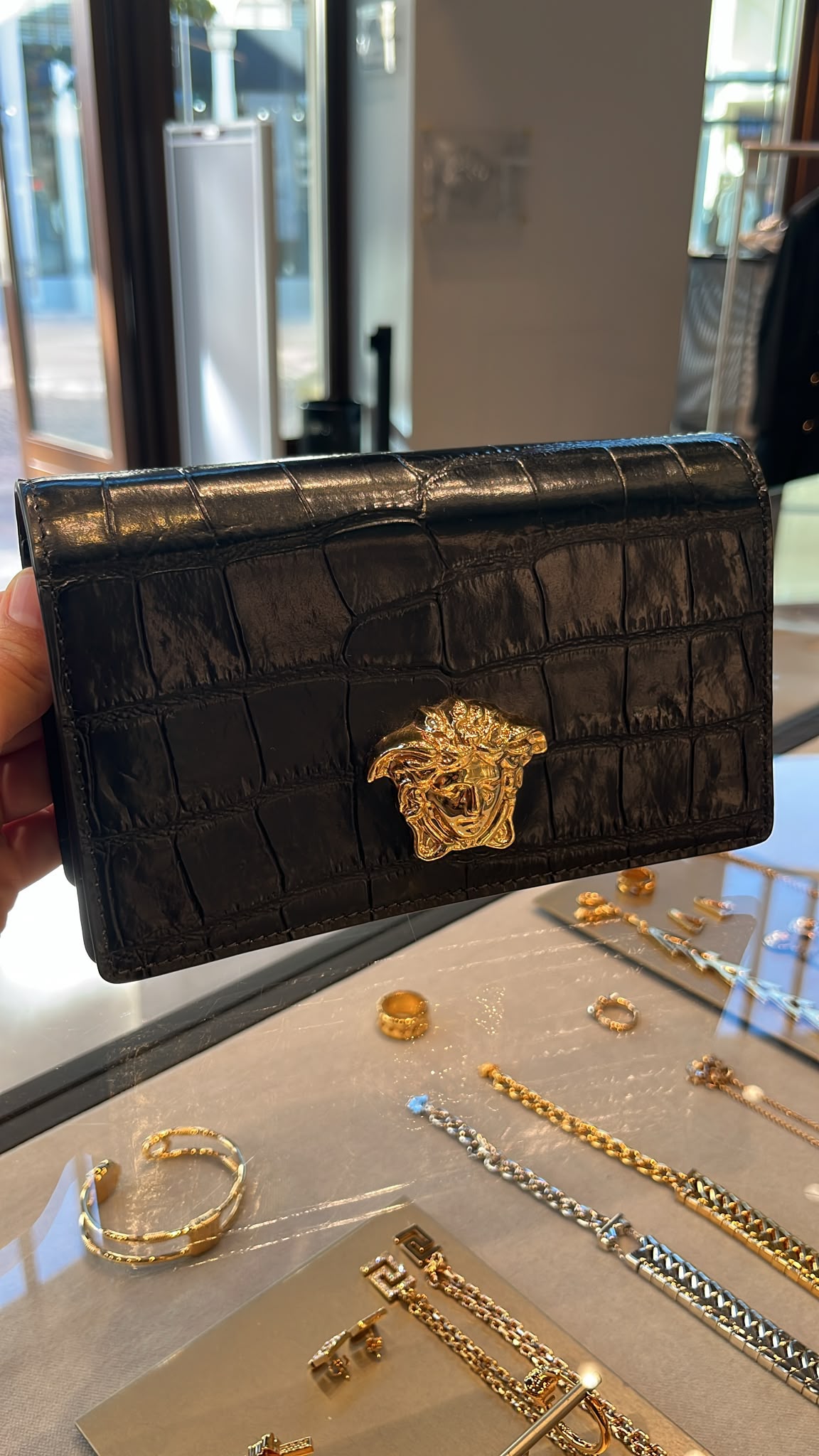 La Medusa Crocodile-Effect Leather Wallet