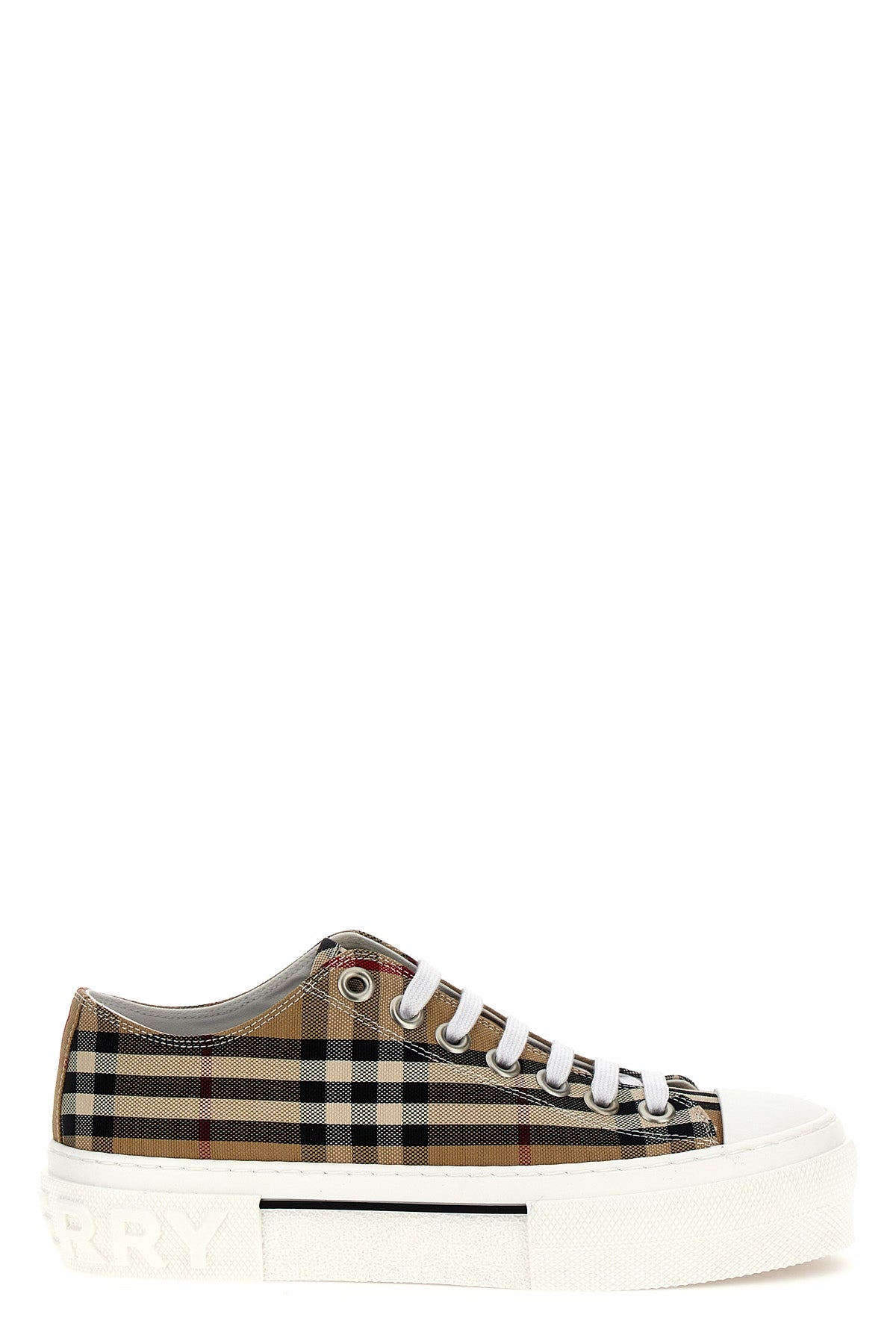 BURBERRY Check sneakers For Women 95% cotton 5% calf leather