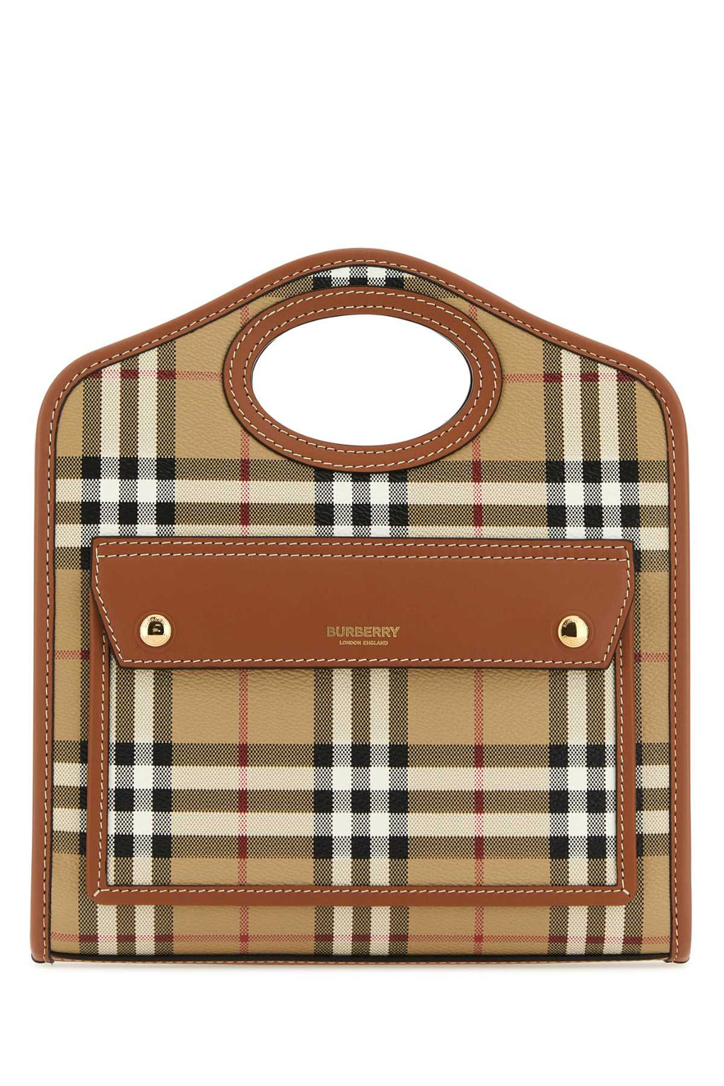 BURBERRY BORSA For Women Exterior: 69% Polyurethane 17% Polyester 14% Cotton Lining: 100% Cotton Finishing: Golden metal
