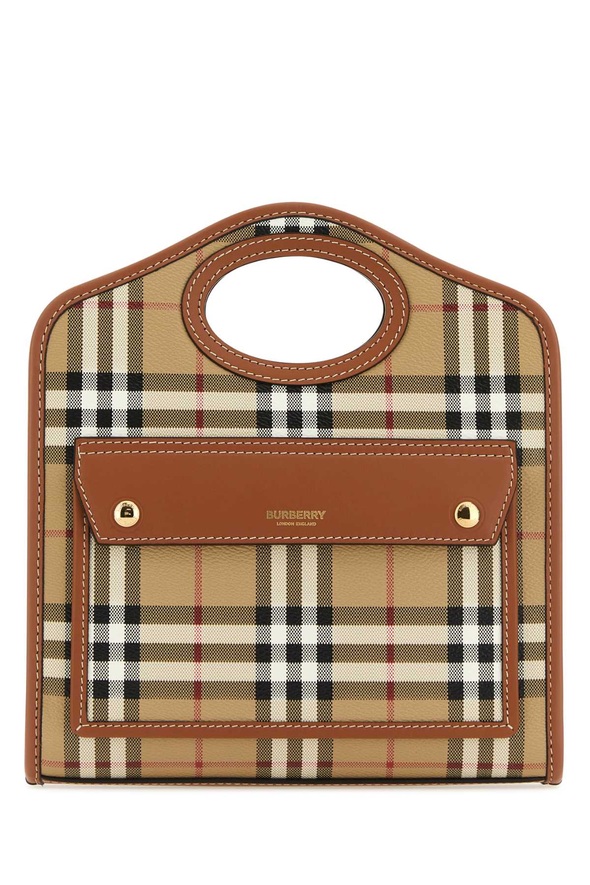 BURBERRY BORSA For Women Exterior: 69% Polyurethane 17% Polyester 14% Cotton Lining: 100% Cotton Finishing: Golden metal
