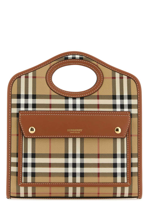 BURBERRY BORSA For Women Exterior: 69% Polyurethane 17% Polyester 14% Cotton Lining: 100% Cotton Finishing: Golden metal