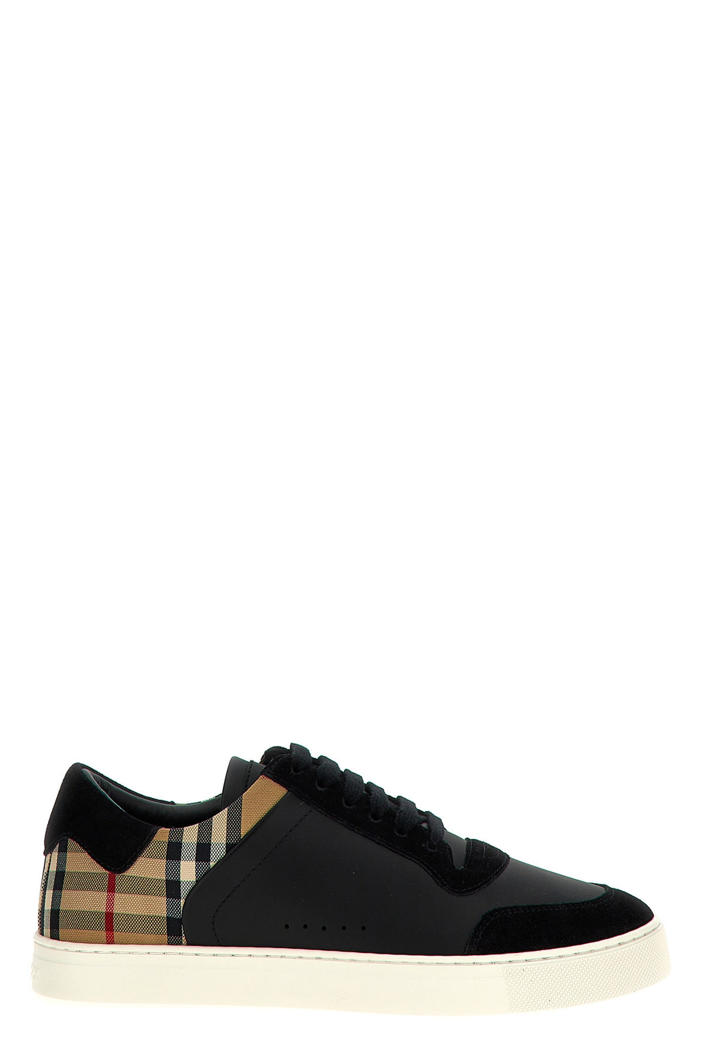 BURBERRY Check insert sneakers For Men 74% calfskin leather 26% cotton