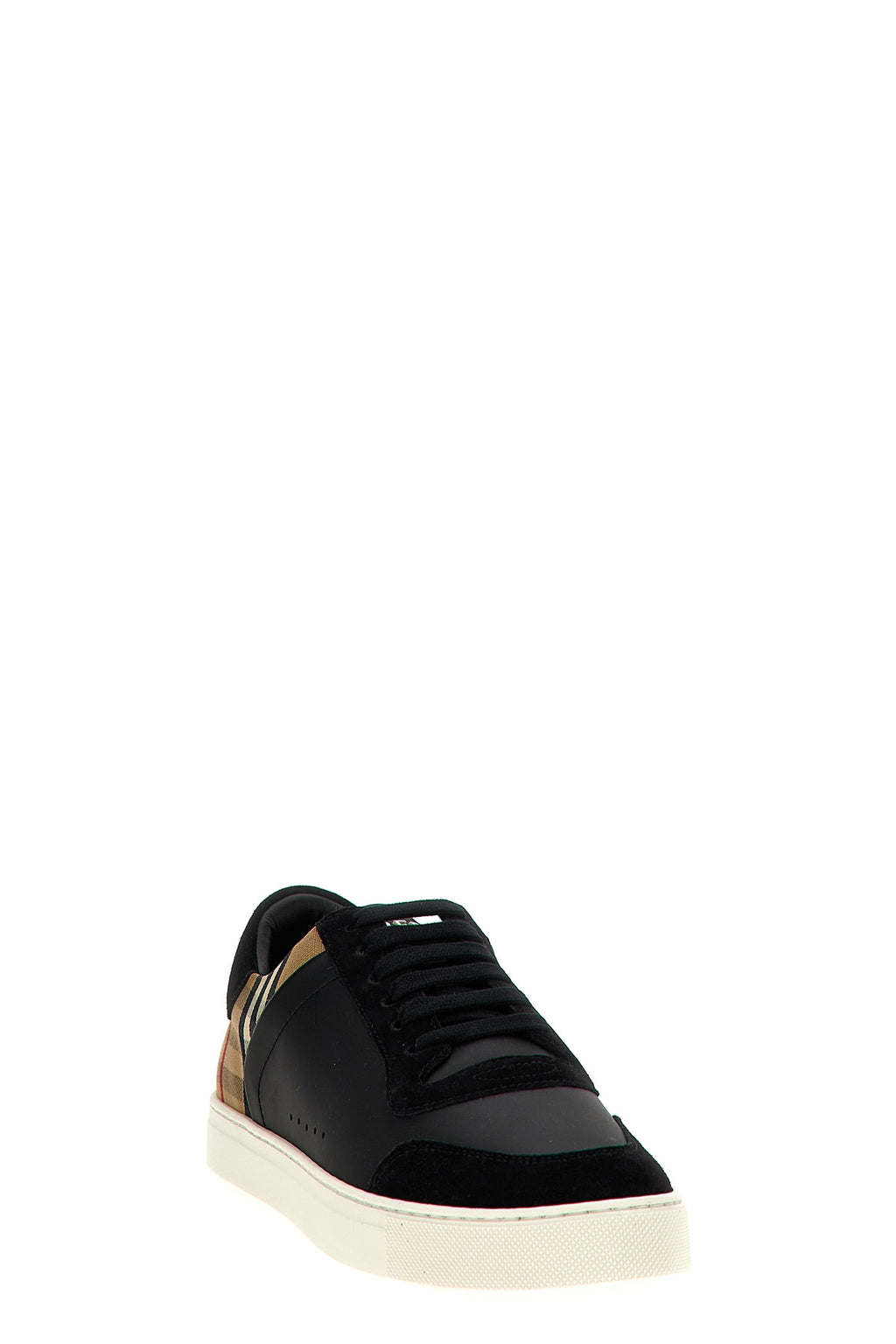 BURBERRY Check insert sneakers For Men 74% calfskin leather 26% cotton