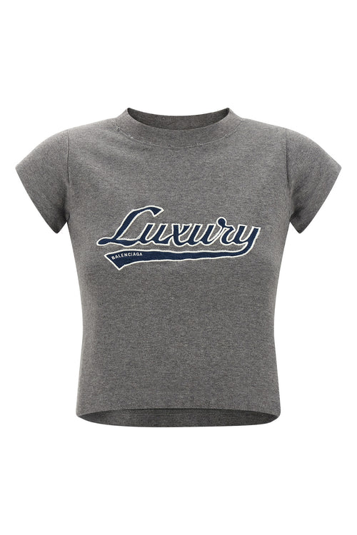 BALENCIAGA 'Shrunk Luxury Script' T-shirt For Women 100% cotton