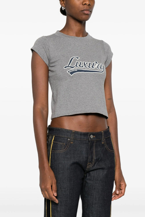 BALENCIAGA 'Shrunk Luxury Script' T-shirt For Women 100% cotton