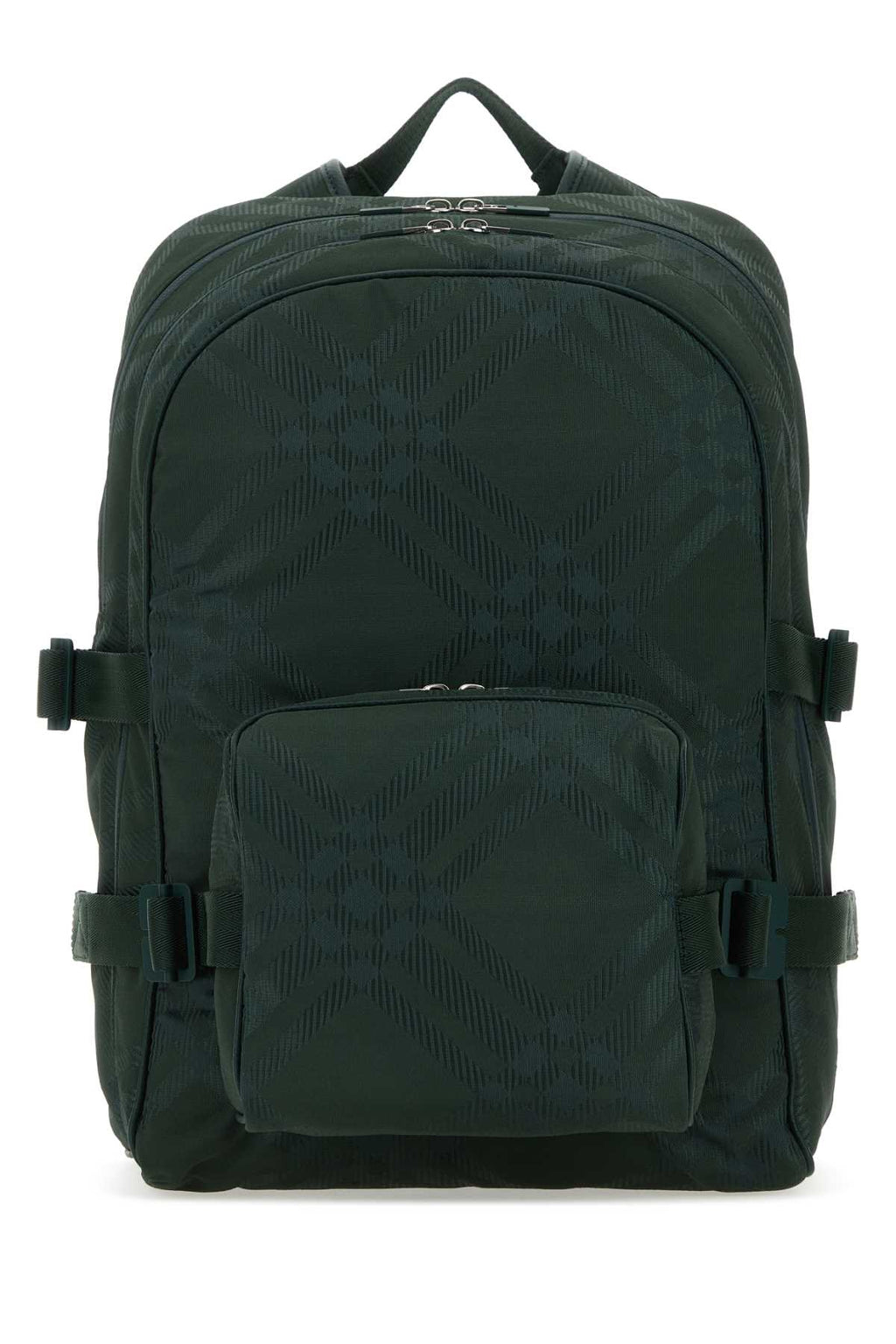 BURBERRY ZAINO For Men Exterior: 78% Nylon 22% Polyester Lining: 100% Nylon Finishing: Silver metal