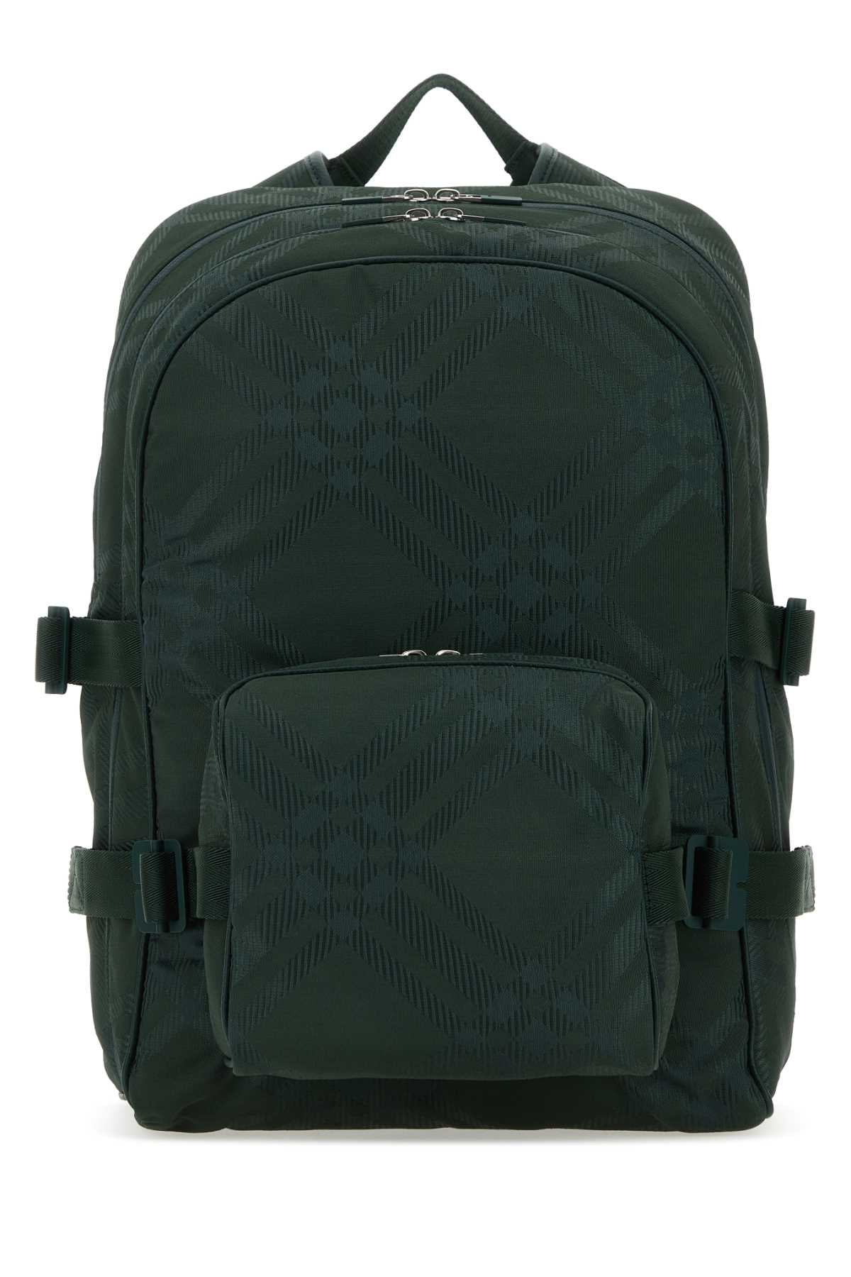 BURBERRY ZAINO For Men Exterior: 78% Nylon 22% Polyester Lining: 100% Nylon Finishing: Silver metal