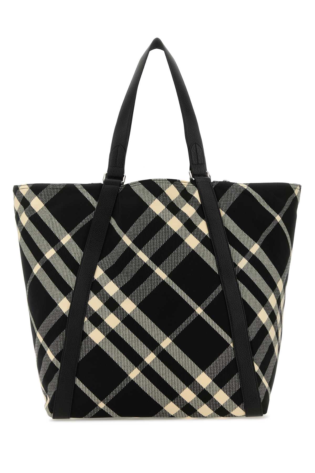 BURBERRY ML TOTE L CJ1 For Men Exterior: 65% Polyester 35% Cotton Lining: 100% Nylon Finishing: Silver metal