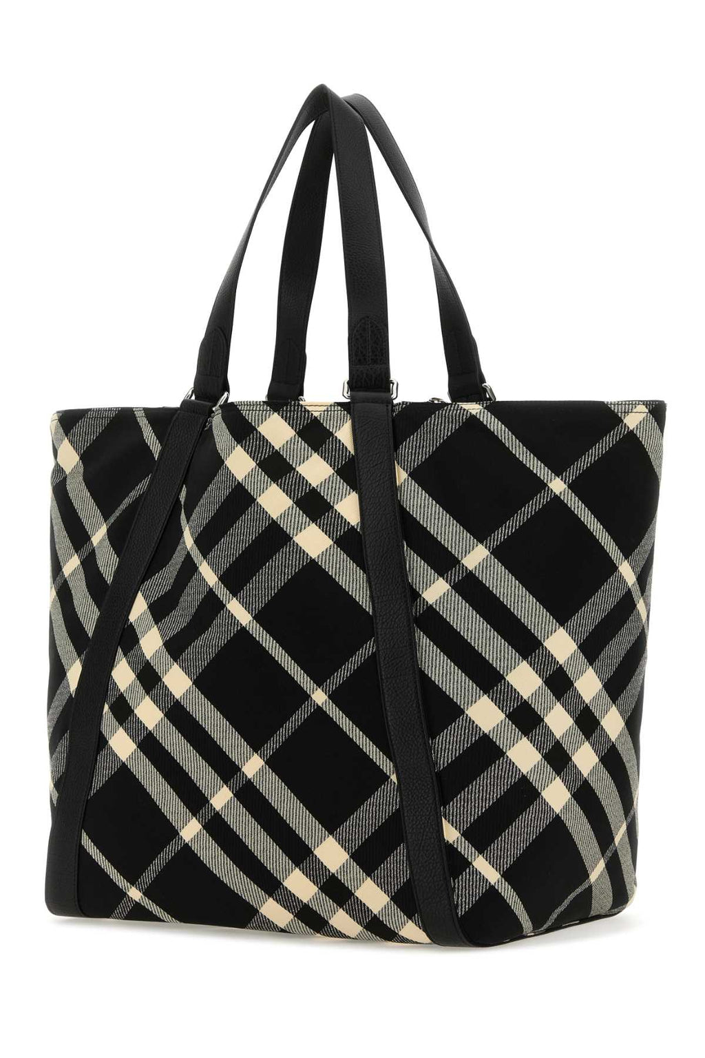 BURBERRY ML TOTE L CJ1 For Men Exterior: 65% Polyester 35% Cotton Lining: 100% Nylon Finishing: Silver metal