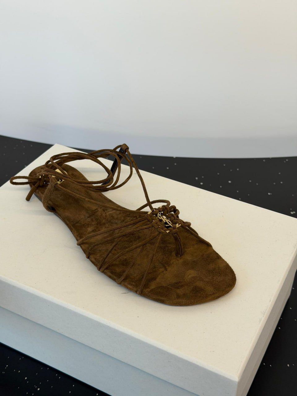 Saint Laurent Nu Pieds Lace-Up Sandals in Suede