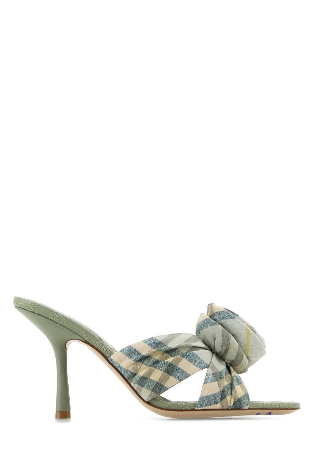 BURBERRY LF MEWS ROSE 90 CHK For Women Exterior: 100% Linen 100% Elastane 100% Ovine leather Interior: 100% Ovine leather Sole: Leather