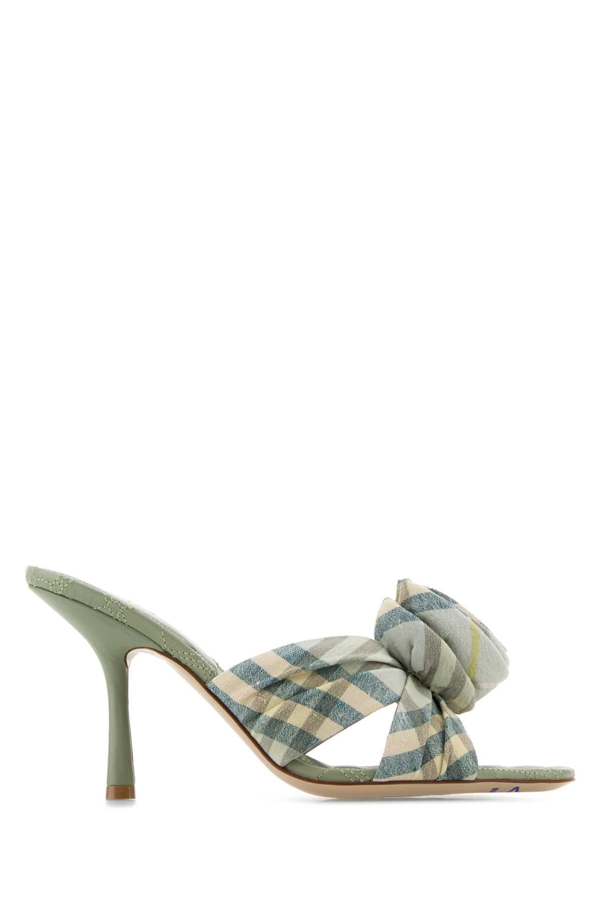 BURBERRY LF MEWS ROSE 90 CHK For Women Exterior: 100% Linen 100% Elastane 100% Ovine leather Interior: 100% Ovine leather Sole: Leather