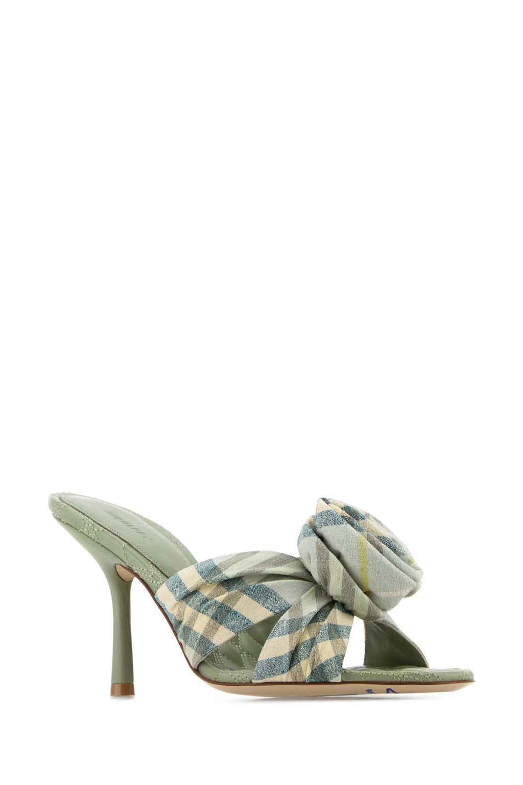 BURBERRY LF MEWS ROSE 90 CHK For Women Exterior: 100% Linen 100% Elastane 100% Ovine leather Interior: 100% Ovine leather Sole: Leather