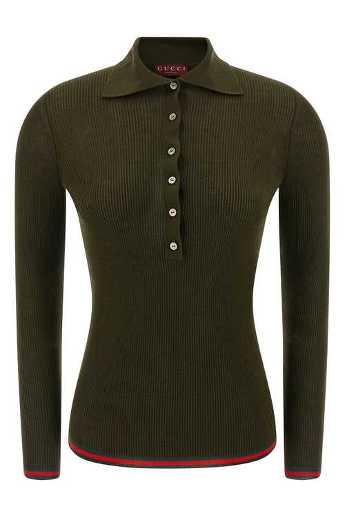 GUCCI 'Nastro Web' polo shirt For Women 70% cashmere 30% silk