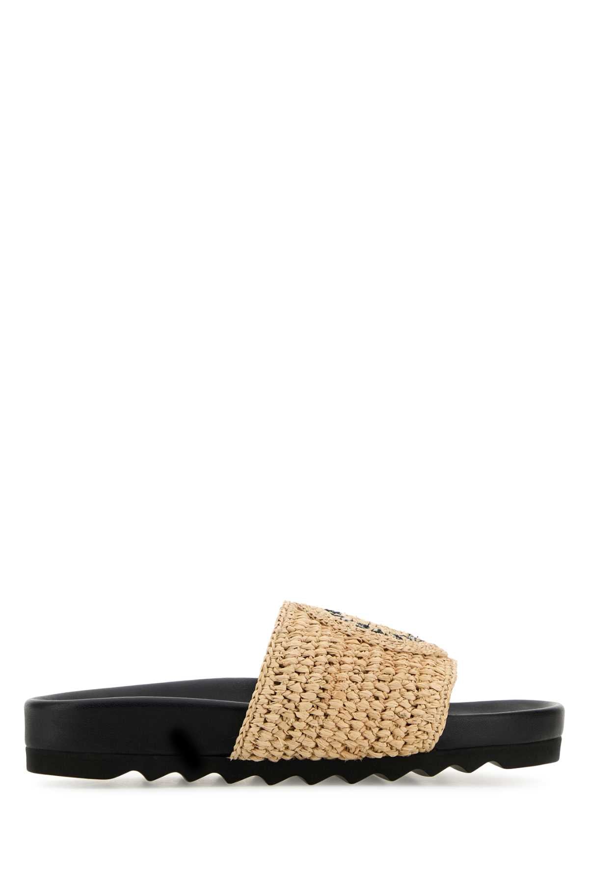 STELLA MCCARTNEY ELYSE RAFIA LOGO For Women Exterior: 100% Raffia Interior: 100% Leather Sole: Rubber