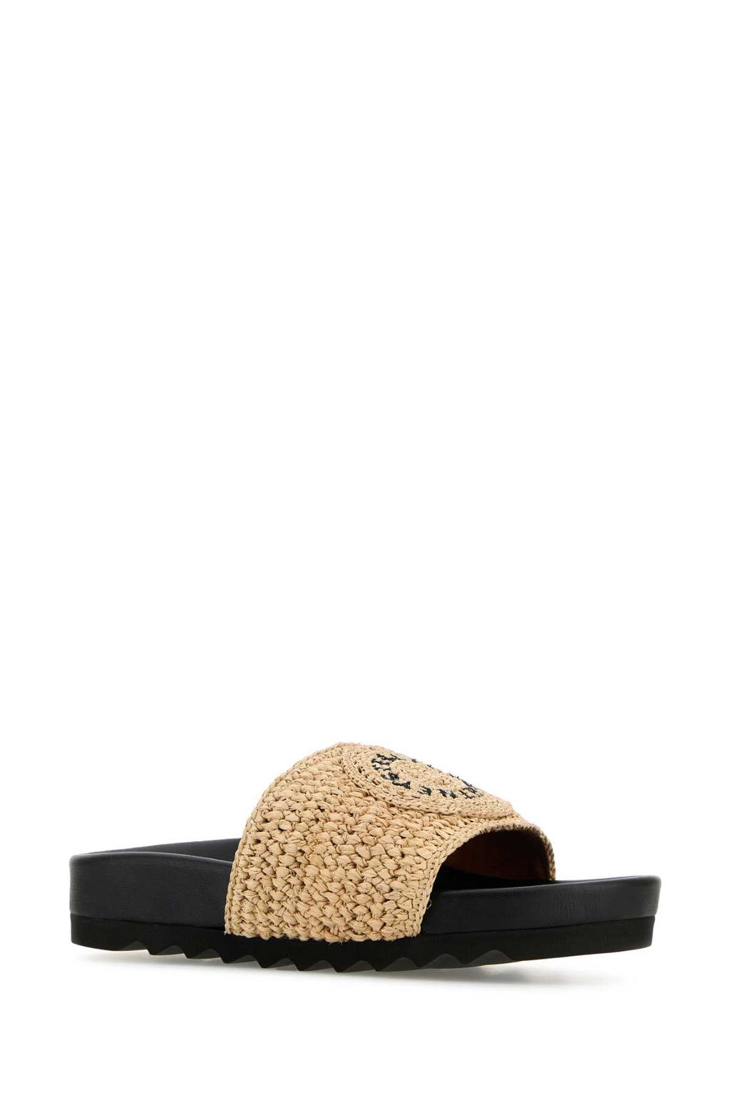 STELLA MCCARTNEY ELYSE RAFIA LOGO For Women Exterior: 100% Raffia Interior: 100% Leather Sole: Rubber