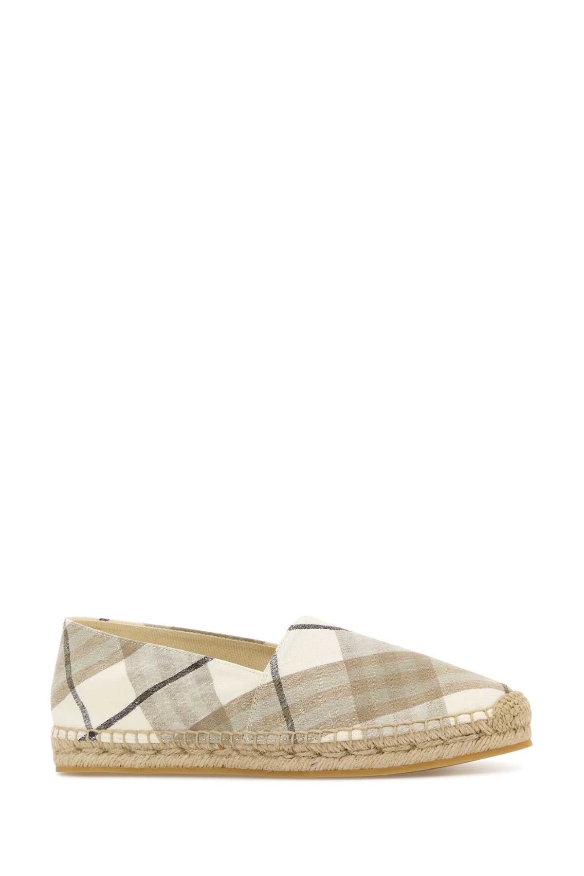 BURBERRY WOMENS SANDALS For Women Exterior: 97% Linen 3% Elastane Interior: 100% Fabric 100% Leather Sole: Rubber