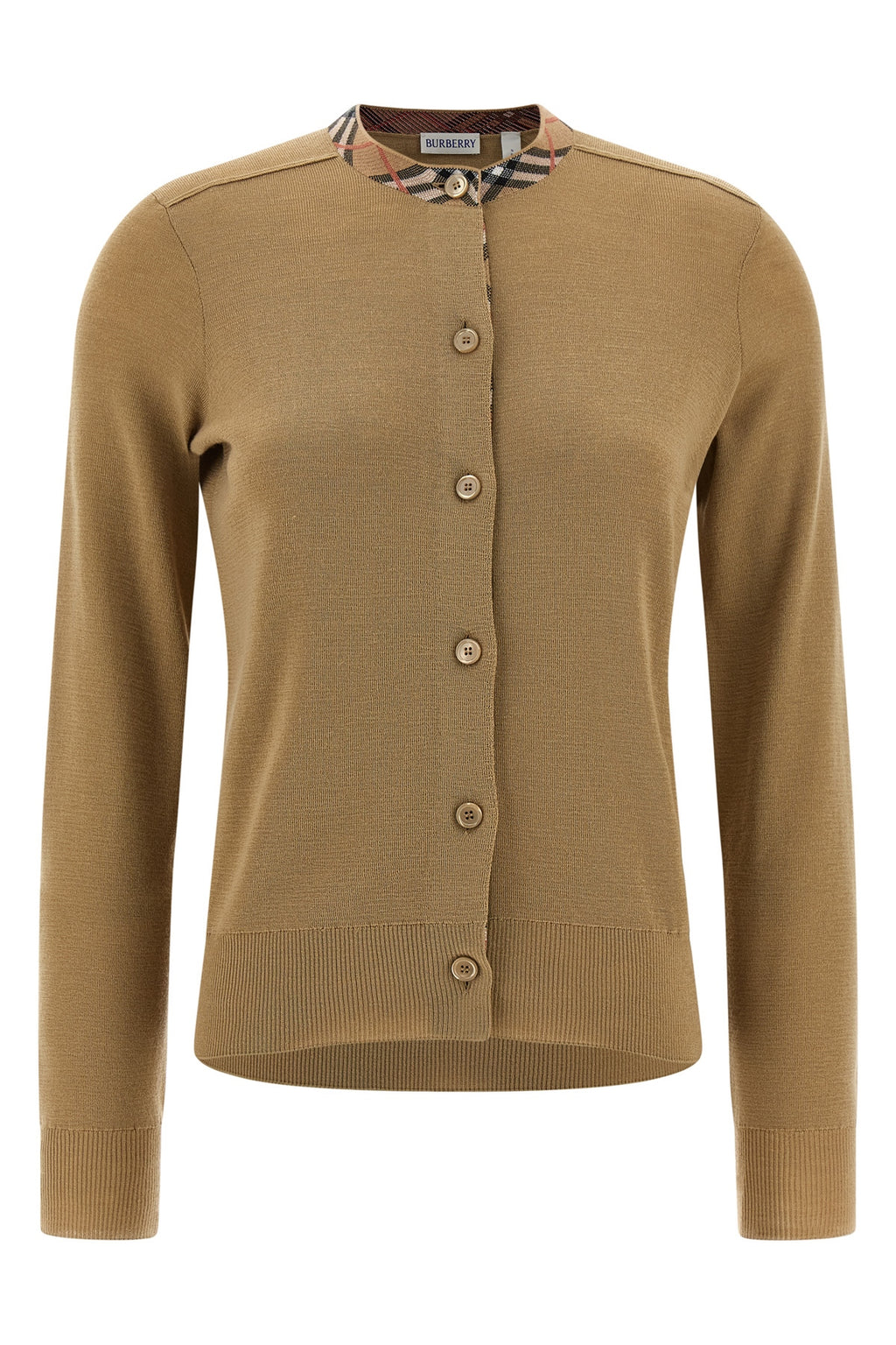 BURBERRY Check insert cardigan For Women 100% wool