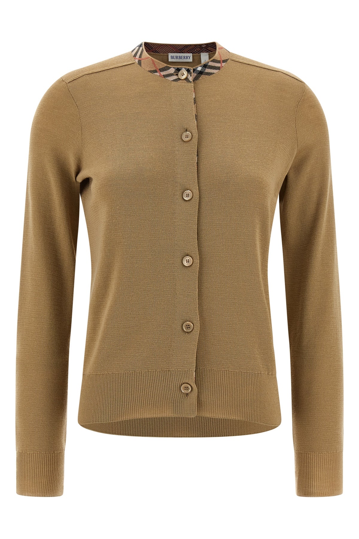 BURBERRY Check insert cardigan For Women 100% wool