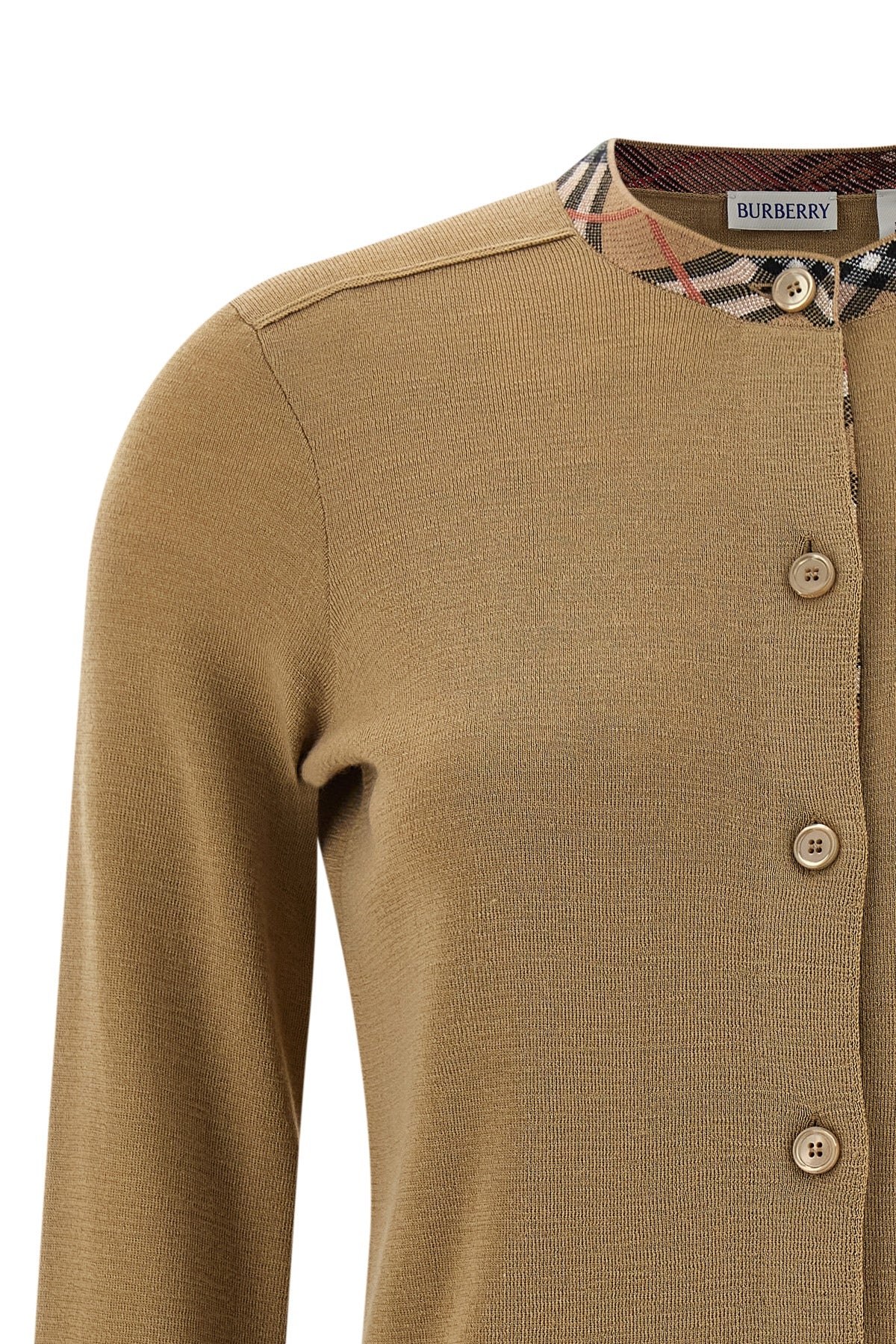 BURBERRY Check insert cardigan For Women 100% wool