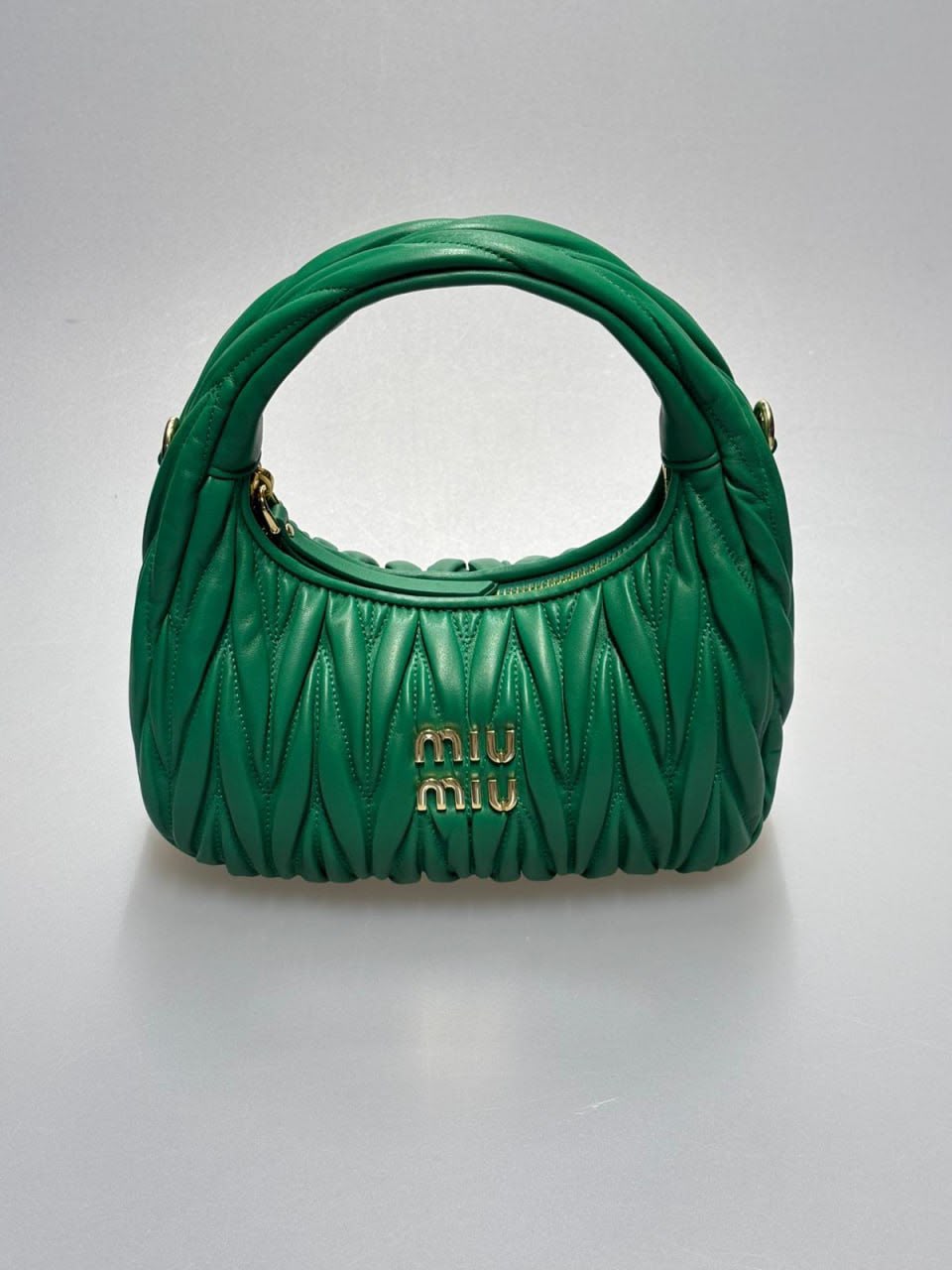 Miu Wander Matelassé Nappa Leather Mini Hobo Bag