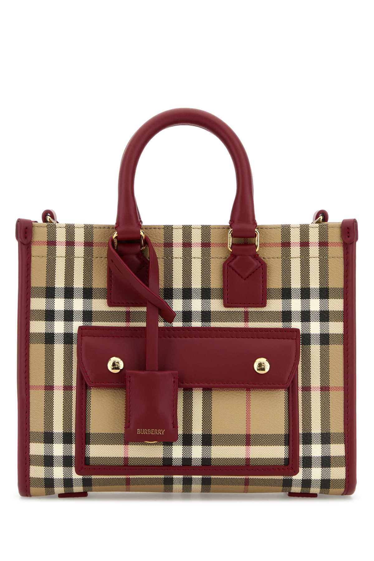 BURBERRY LL MN FREYA TOTE DFC For Women Exterior: 55% Polyurethane 25% Polyester 20% Cotton Lining: 100% Cotton Finishing: Golden metal